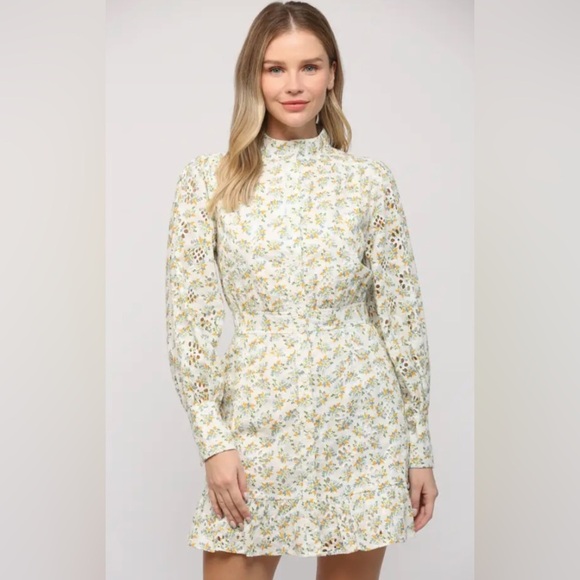 NWT, Fate, Broderie Eyelett Floral Button-Up Dress - Picture 2 of 7